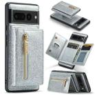 For Google Pixel 7 Pro DG.MING M3 Series Glitter Powder Card Bag Leather Case(Silver) - 1