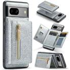 For Google Pixel 7A DG.MING M3 Series Glitter Powder Card Bag Leather Case(Silver) - 1