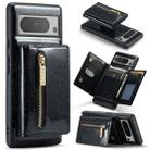 For Google Pixel 8 Pro DG.MING M3 Series Glitter Powder Card Bag Leather Case(Black) - 1