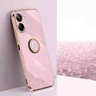 For Realme 10 Pro 5G XINLI Straight Edge 6D Electroplate TPU Phone Case with Ring Holder(Cherry Purple) - 1