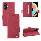 For Realme 10 Pro+ Magnetic Clasp Leather Phone Case(Red) - 1