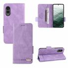 For Fujitsu Arrows N F-51C Magnetic Clasp Leather Phone Case(Purple) - 1