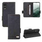 For Fujitsu Arrows N F-51C Magnetic Clasp Leather Phone Case(Black) - 1