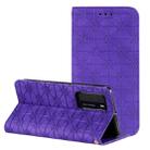 For Huawei P40 Lucky Flowers Embossing Pattern Magnetic Horizontal Flip Leather Case with Holder & Card Slots(Purple) - 1