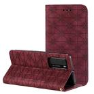 For Huawei P40 Lucky Flowers Embossing Pattern Magnetic Horizontal Flip Leather Case with Holder & Card Slots(Wine Red) - 1