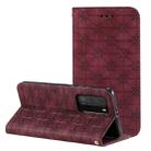 For Huawei P40 Pro Lucky Flowers Embossing Pattern Magnetic Horizontal Flip Leather Case with Holder & Card Slots(Wine Red) - 1