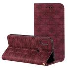 For Huawei Honor 8A 2020 / Y6 2019 Lucky Flowers Embossing Pattern Magnetic Horizontal Flip Leather Case with Holder & Card Slots(Wine Red) - 1