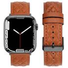 Rhombus Pattern Genuine Leather Watch Band For Apple Watch Series 9&8&7 41mm / SE 3&SE 2&6&SE&5&4 40mm / 3&2&1 38mm(Brown) - 1