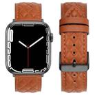 Rhombus Pattern Genuine Leather Watch Band For Apple Watch Series 8&7 45mm / SE 2&6&SE&5&4 44mm / 3&2&1 42mm(Brown) - 1