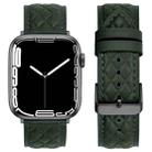 Rhombus Pattern Genuine Leather Watch Band For Apple Watch Series 8&7 45mm / SE 2&6&SE&5&4 44mm / 3&2&1 42mm(Green) - 1