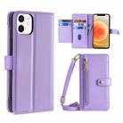 For iPhone 12 mini Sheep Texture Cross-body Zipper Wallet Leather Phone Case(Purple) - 1