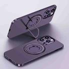 For iPhone 14 Pro Max Matte Magsafe Magnetic Phone Case with Trolley Holder(Night Purple) - 1