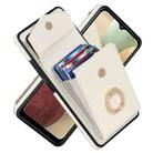 For Samsung Galaxy A12 Ring Holder RFID Card Slot Phone Case(Beige) - 1