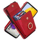 For Samsung Galaxy A52 5G Ring Holder RFID Card Slot Phone Case(Red) - 1