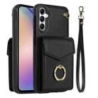 For Samsung Galaxy A54 5G Ring Holder RFID Card Slot Phone Case(Black) - 1