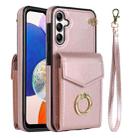 For Samsung Galaxy A14 5G Ring Holder RFID Card Slot Phone Case(Rose Gold) - 1