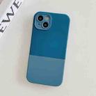 For iPhone 14 Plus 3 in 1 Liquid Silicone Phone Case(Blue + Grey) - 1