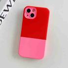 For iPhone 12 3 in 1 Liquid Silicone Phone Case(Rose Red + Pink) - 1