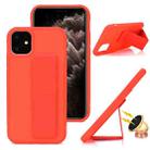 For iPhone 14 Plus Skin Feel Wrist Holder Phone Case(Red) - 1