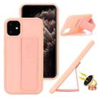 For iPhone 11 Skin Feel Wrist Holder Phone Case(Pink) - 1