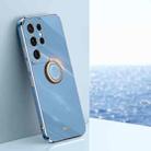 For Samsung Galaxy S21 Ultra 5G XINLI Straight Edge 6D Electroplate TPU Phone Case with Ring Holder(Celestial Blue) - 1