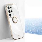 For Samsung Galaxy S21 Ultra 5G XINLI Straight Edge 6D Electroplate TPU Phone Case with Ring Holder(White) - 1