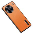 For vivo X90 Folding Holder Plain Leather Phone Case(Orange) - 1