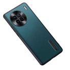For vivo X90 Folding Holder Plain Leather Phone Case(Lake Green) - 1