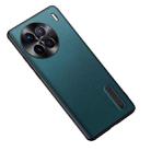 For vivo X90 Pro Folding Holder Plain Leather Phone Case(Lake Green) - 1