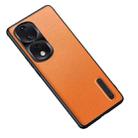 For Honor 80 Pro Folding Holder Plain Leather Phone Case(Orange) - 1