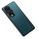 For Honor 80 Pro Folding Holder Plain Leather Phone Case(Lake Green) - 1