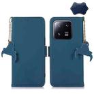 For Xiaomi 13 Pro Genuine Leather Magnetic RFID Leather Phone Case(Blue) - 1