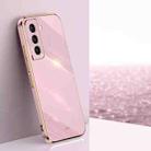 For Samsung Galaxy S21+ 5G XINLI Straight Edge 6D Electroplate TPU Phone Case(Cherry Purple) - 1
