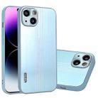 For iPhone 14 Pro Max Metal Brushed Texture Phone Case(Sky Blue) - 1