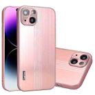 For iPhone 14 Pro Max Metal Brushed Texture Phone Case(Rose Gold) - 1