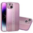 For iPhone 14 Plus Metal Brushed Texture Phone Case(Pink) - 1