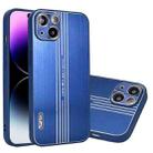 For iPhone 12 Pro Max Metal Brushed Texture Phone Case(Dark Blue) - 1
