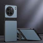 For vivo X90 Frosted Holder Phone Case(Sea Blue Grey) - 1