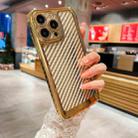 For iPhone 14 Pro Max Electroplated Carbon Fiber Texture Phone Case(Gold) - 1