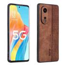For OPPO A1 Pro AZNS 3D Embossed Skin Feel Phone Case(Brown) - 1