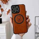 For iPhone 14 Plus Astronaut MagSafe Leather Phone Case(Brown) - 1