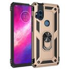 For Motorola One Hyper Shockproof TPU + PC Protective Case with 360 Degree Rotating Holder(Gold) - 1