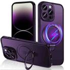 For iPhone 14 Pro Max 3 in 1 Skin Feel MagSafe Holder Phone Case(Purple) - 1