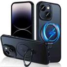 For iPhone 14 3 in 1 Skin Feel MagSafe Holder Phone Case(Black) - 1