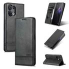 For OPPO Reno9 / Reno9 Pro AZNS Magnetic Calf Texture Flip Leather Phone Case(Black) - 1