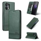 For OPPO Reno9 / Reno9 Pro AZNS Magnetic Calf Texture Flip Leather Phone Case(Dark Green) - 1