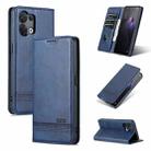 For OPPO Reno9 / Reno9 Pro AZNS Magnetic Calf Texture Flip Leather Phone Case(Dark Blue) - 1