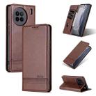 For vivo X90 AZNS Magnetic Calf Texture Flip Leather Phone Case(Dark Brown) - 1