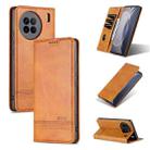 For vivo X90 Pro AZNS Magnetic Calf Texture Flip Leather Phone Case(Light Brown) - 1