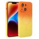 For iPhone 14 Plus Liquid TPU Silicone Gradient MagSafe Phone Case(Orange Yellow) - 1